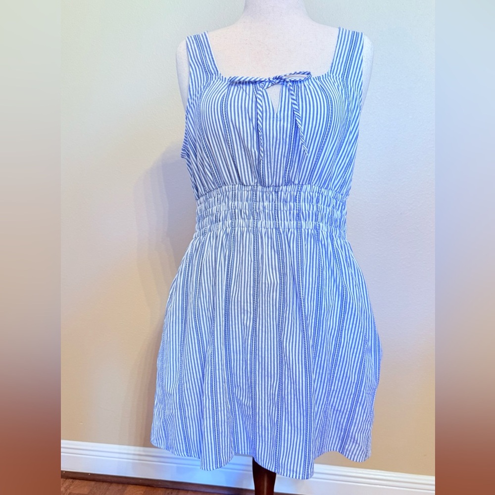 LOFT Striped Blue and White Mini Dress